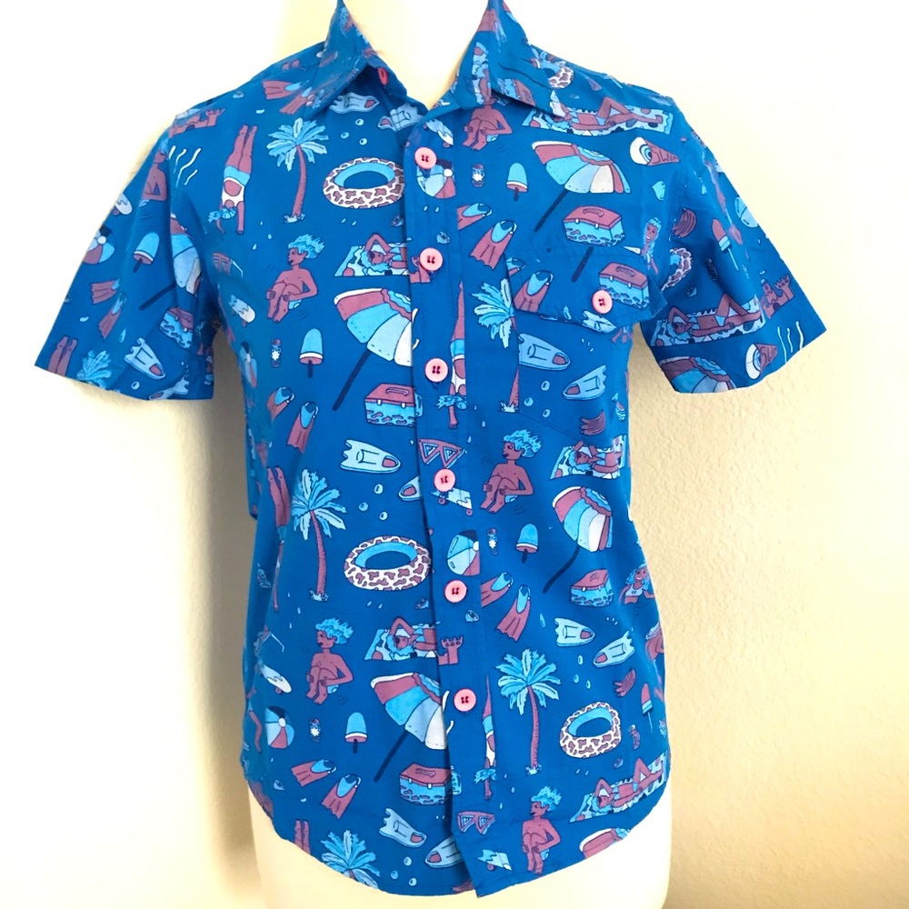 NWT Mokuyobi Splashtown Summer All Over Print Button Up Shirt / XXS
